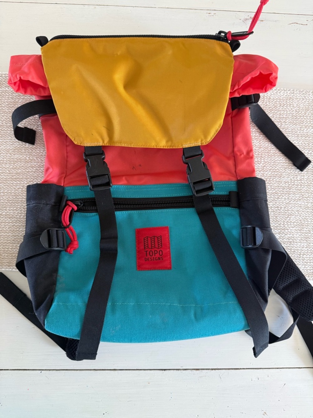 Topo Designs Colorblock Backpack - Yellow, Coral, Teal